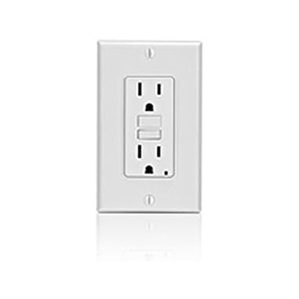 Leviton GFCI Outlet, 15 Amp, Self Test, Non Tamper-Resistant with LED Indicator Light, Protection from Electric Shock and Electrocution, GFNT1-W, White